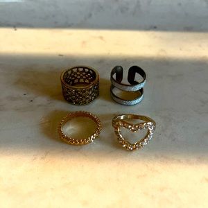 4 pack gold & silver‎ fashion rings - Size 6